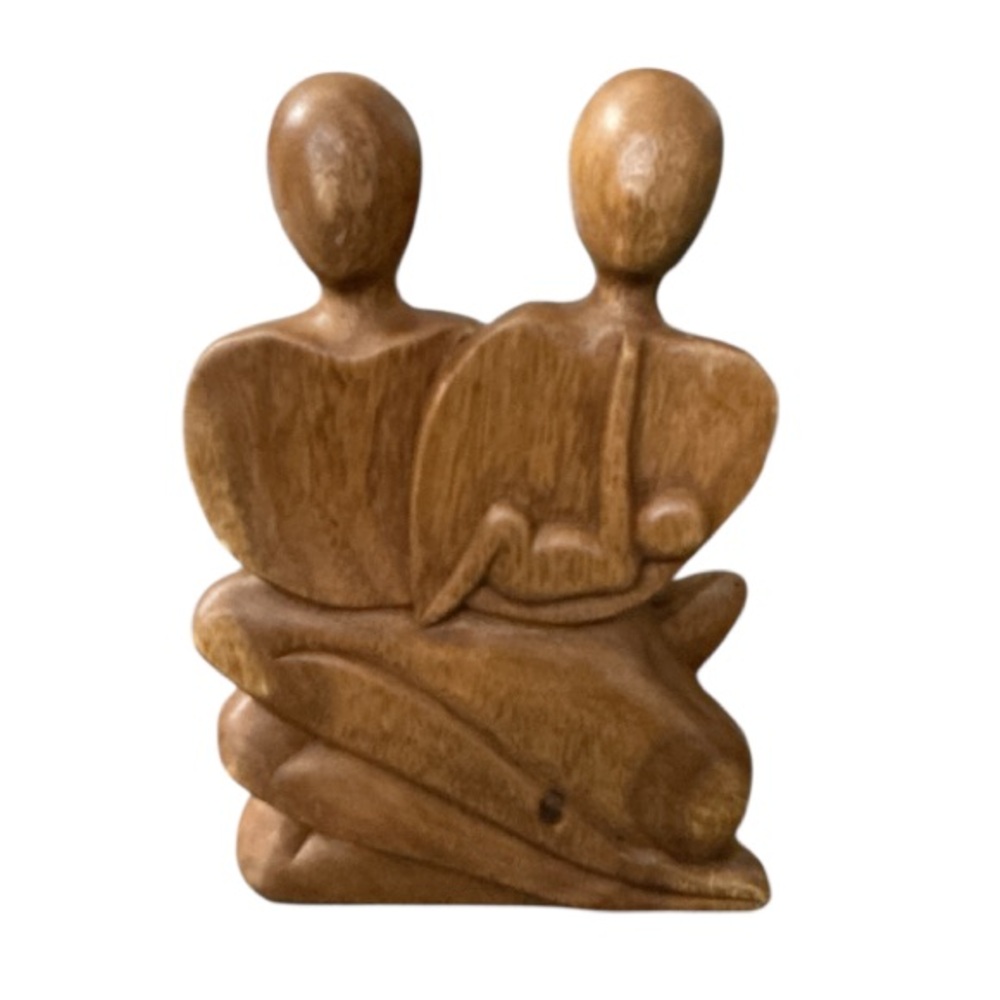 Authentic Novica "Family Love" handmade Indonesian suar wood statuette